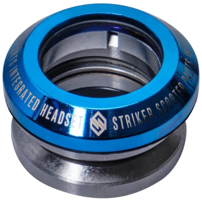 Striker Integrated Headset for Scooters (Blue Chrome)