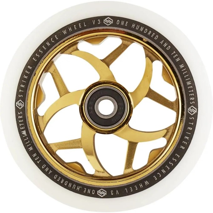 Striker Essence V3 White Pro Scooter Wheel (110mm|Gold Chrome)