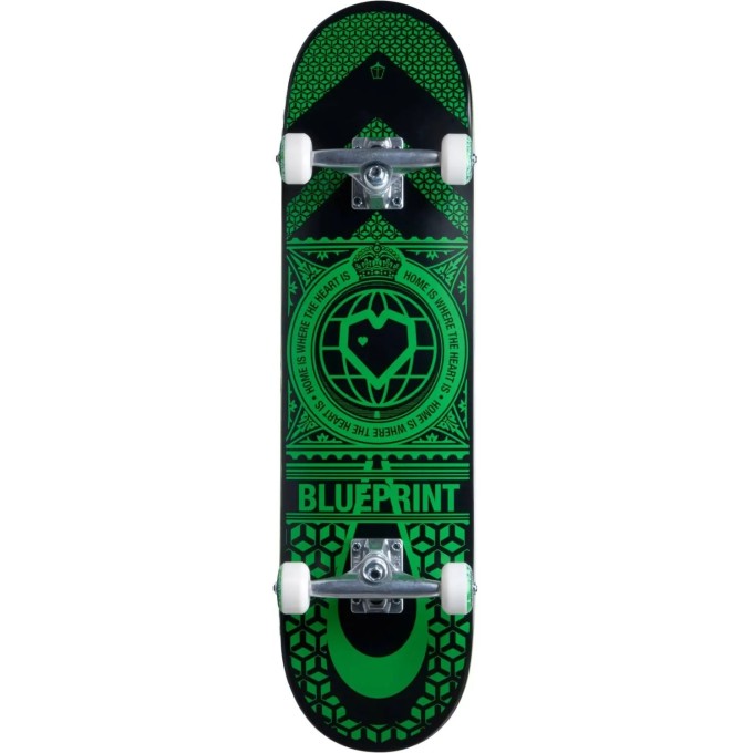 Blueprint Home Heart Complete Skateboard (8"|Black/Green)