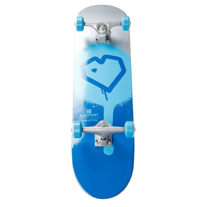 Blueprint Spray Heart V2 Complete Skateboard (7.75"|Silver)