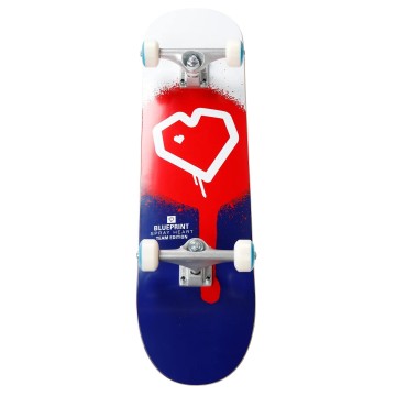 Blueprint Spray Heart V2 Complete Skateboard (7.75"|Red/Blue)