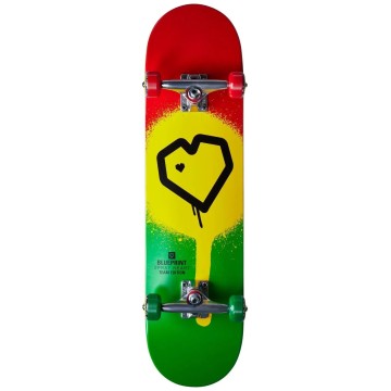 Blueprint Spray Heart V2 Complete Skateboard (8"|Rasta 2)