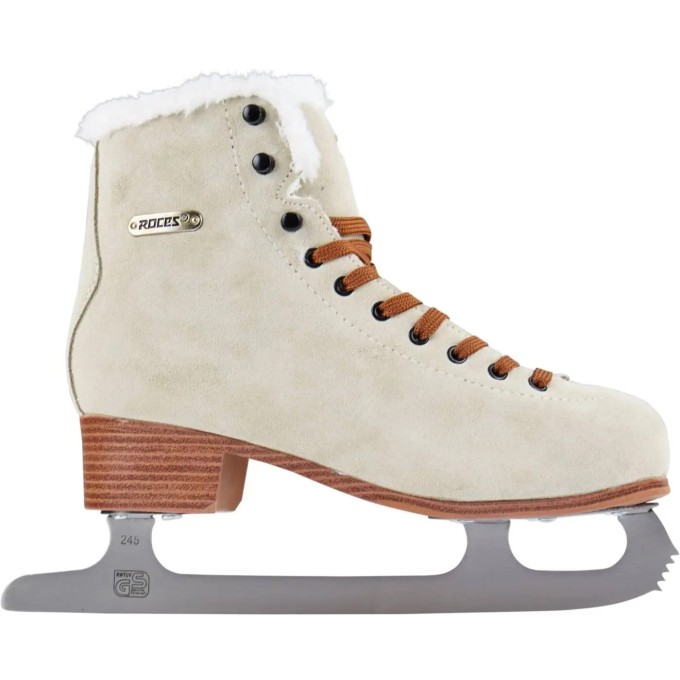 Roces Suede Eco-Fur Figure Skates (Suede Brown|36)