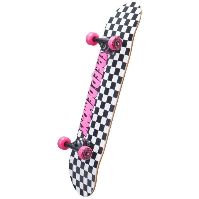 Speed Demons Checkers Complete Skateboard (7.75"|Black/White/Pink)