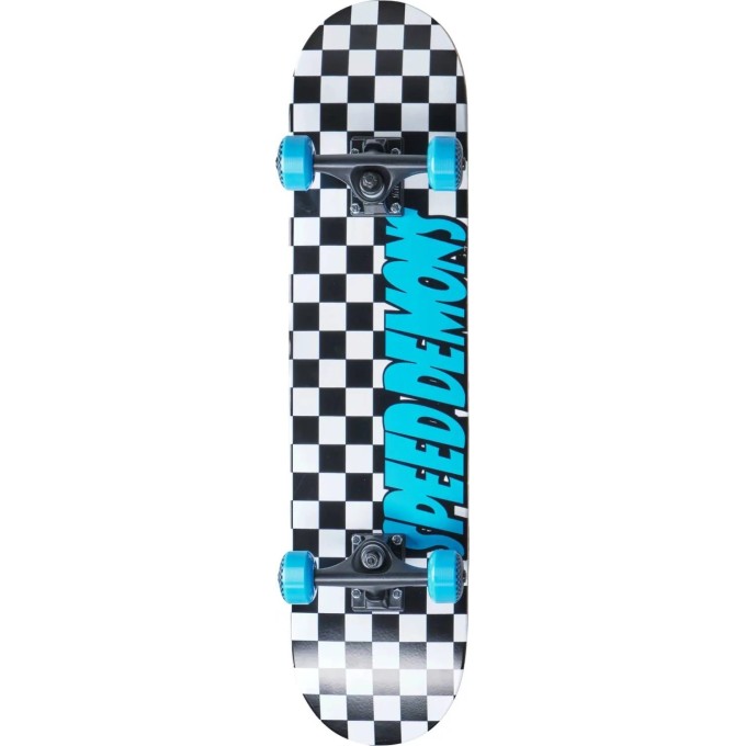 Speed Demons Checkers Complete Skateboard (7.75"|Black/Blue)