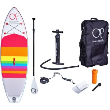 Ocean Pacific Sunset All Round 9'6 Inflatable Paddle Board (White/Red/Blue)