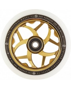 Striker Essence V3 White Pro Scooter Wheel (110mm|Gold Chrome)
